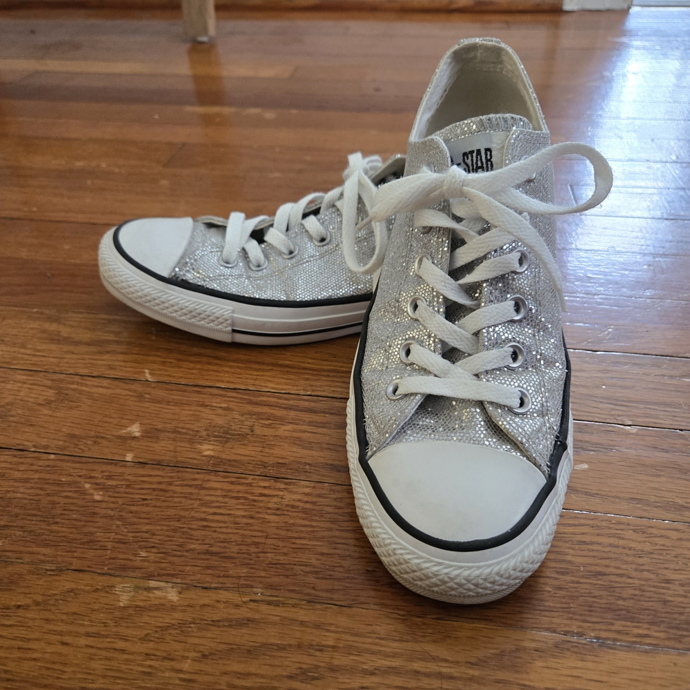 Converse Silver Glitter Sneakers